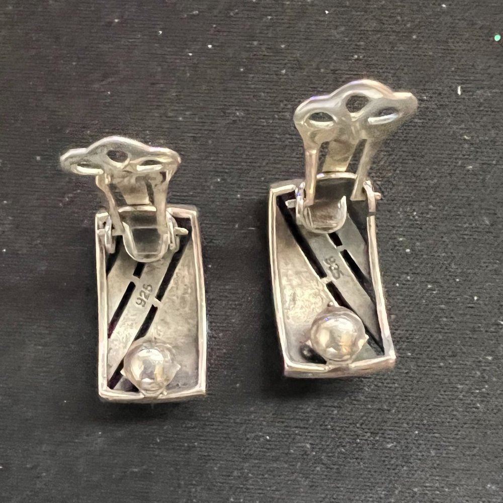 Vintage 925 Sterling Silver Rectangular Marcasite… - image 5